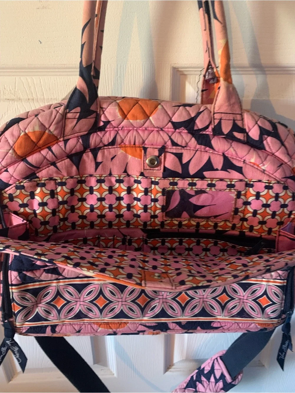 Vera Bradley Quilted Pink & Orange Patterned Women’s Laptop Travel Bag